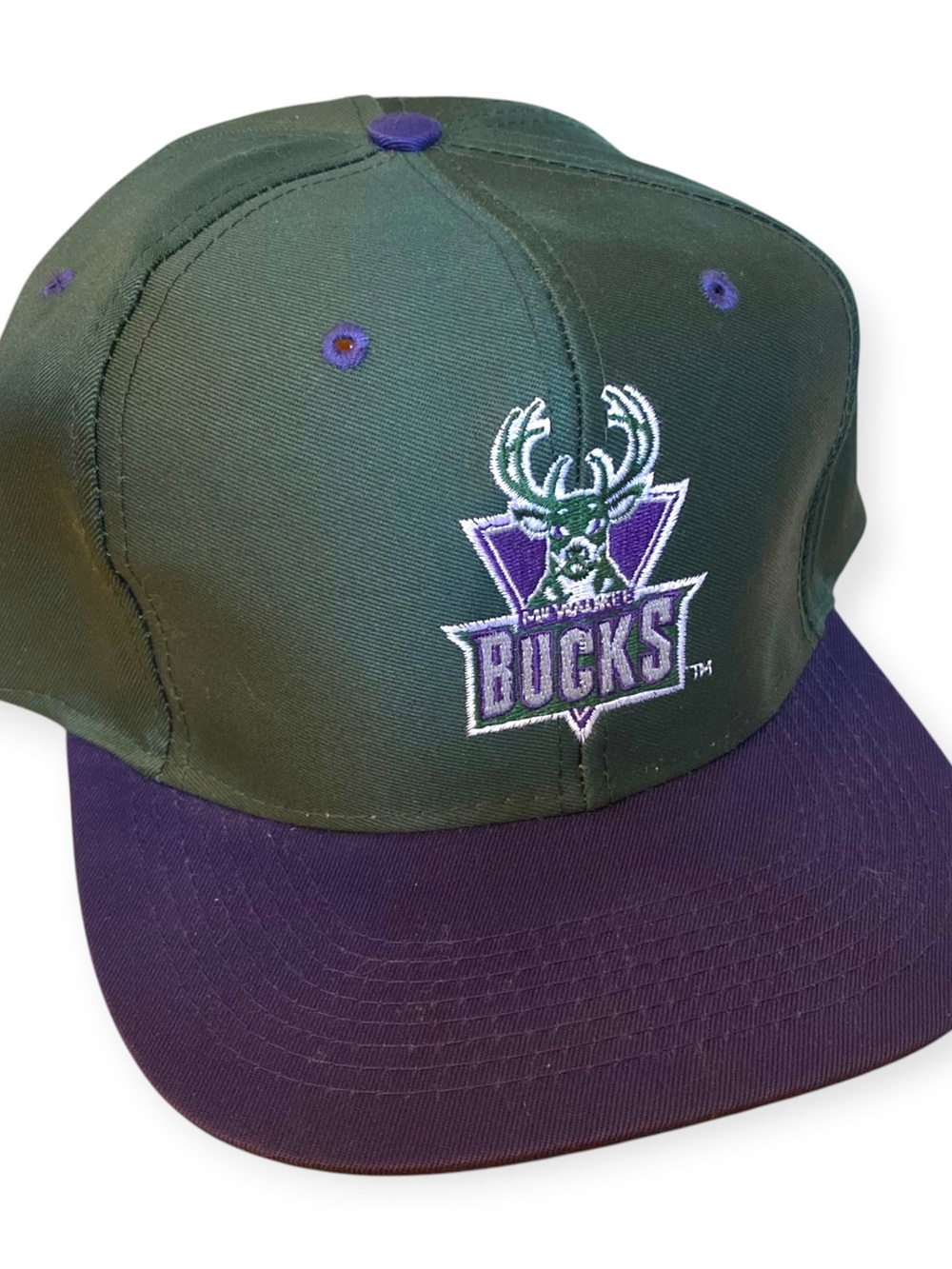 Milwaukee Bucks NBA SnapBack Hat, Green & Purple, Logo 7, Gently Used